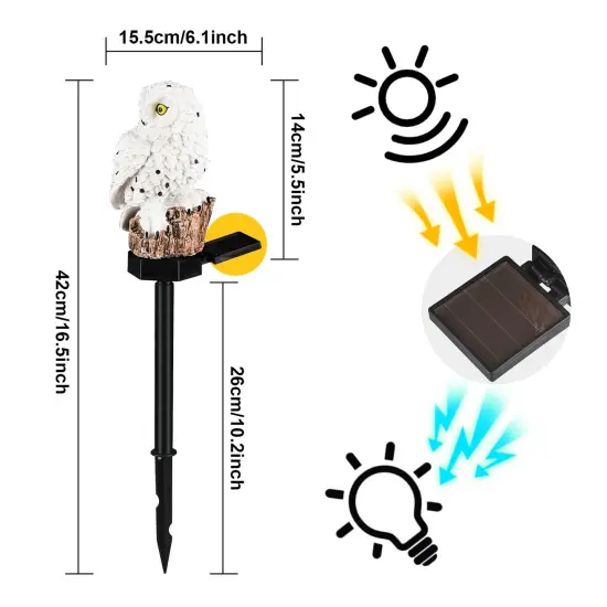Garden Solar Light Outdoor Decor, Resin Owl Solar LED Light with Stake, Animal Waterproof Light for Flower Fence Lawn Passage Walkway Courtyard Party Decoration, Owl {3}