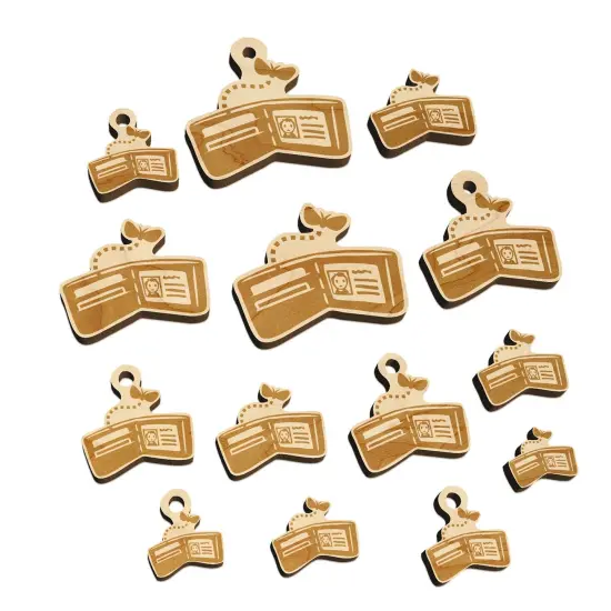 Empty Wallet Billfold Broke Mini Wood Shape Charms Jewelry DIY Craft {7}