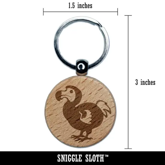 Extinct Dodo Bird Engraved Wood Round Keychain Tag Charm {2}