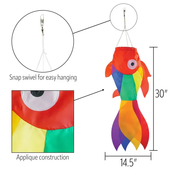 In the Breeze 5208 &mdash; 30-inch Rainbow Damsel Fish Windsock &mdash;Large and Colorful Fishsock with Applique Design {4}
