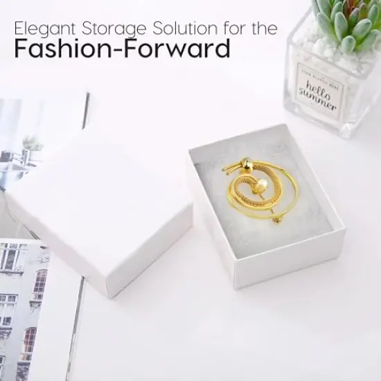 6 Pack Cotton Fill Cardboard Paper Jewelry Box Gift Case Size 3.08x2.3x1.1 Inches (White) {3}
