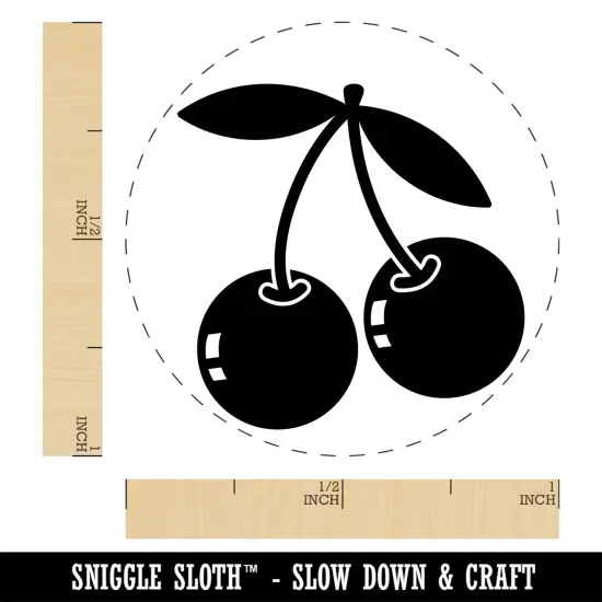 Pair of Cherries on Stem Cherry Fruit Self-Inking Rubber Stamp Ink Stamper for Stamping Crafting Planners Sky Blue {1}