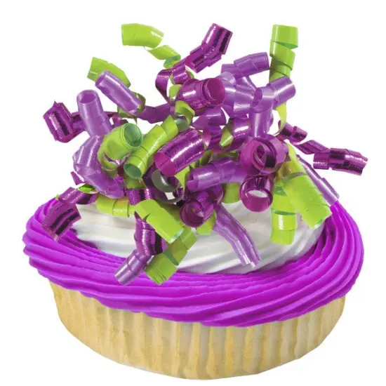 Large 3-Color Neon Ribbon DecoPics&reg; Cupcake Decoration, 12ct {2}