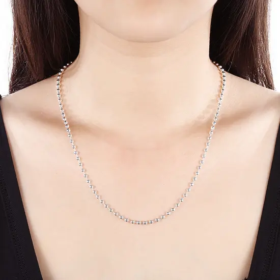 Kitcheniva 925 Sterling Silver Bead Chain Necklace {3}