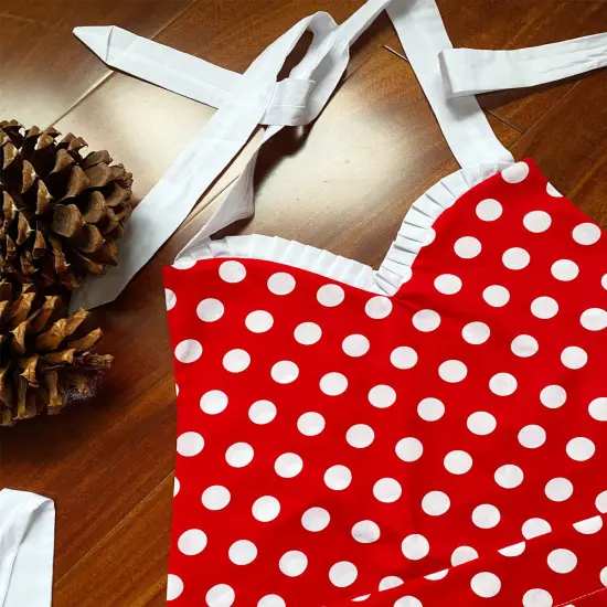 Wrapables Adjustable Flirty Hostess Apron, Red Polka Dots {6}