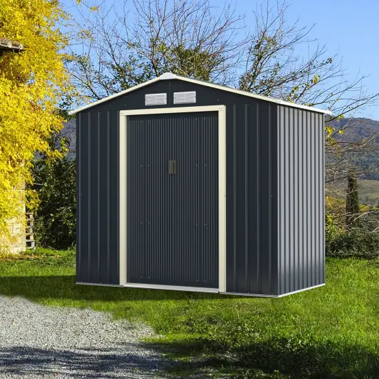 7 Feet X 4 Feet Metal Storage Shed with Sliding Double Lockable Doors {2}