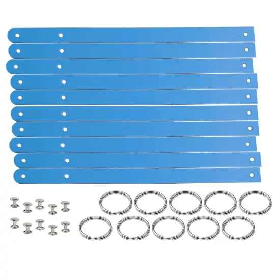 1/2" Blank Leather Keychains Kit - 10 Pre-Cut Blank Keyrings for Stamping & Engraving Ultra Blue {1}
