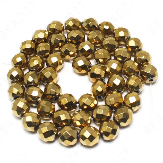 Faceted Hematite Metallic Beads Round Loose 4mm Blue {2}