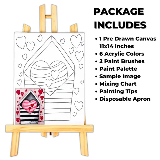 "Love Letter" DIY Canvas Art Kit, Adult Beginner, Acrylic Paint Size 11x14 inch {2}
