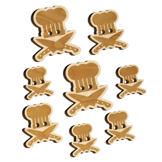 Chef Knife and Hat for Cooking Wood Buttons for Sewing Knitting Crochet DIY Craft {7}