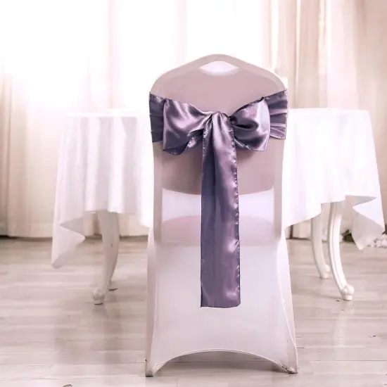 10Pcs Satin Chair Sashes for Wedding Reception Decor Amethyst {1}