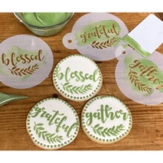 Grateful, Blessed and Gather Cookie Stencil | C993 by Designer Stencils | Cookie Decorating Tools | {2}