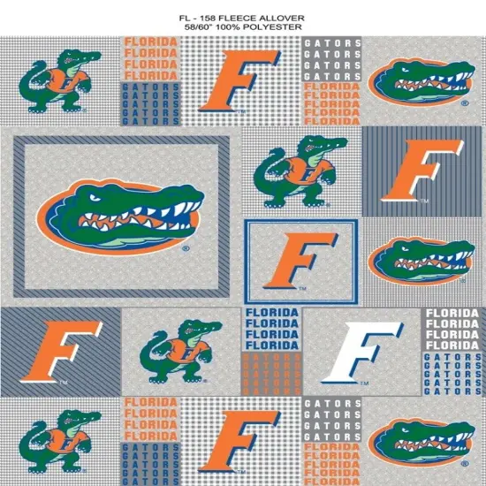 Sykel Enterprises-University of Florida Fleece Fabric-Florida Gators Grey Block Fleece Blanket Fabric-Sold by the yard {1}