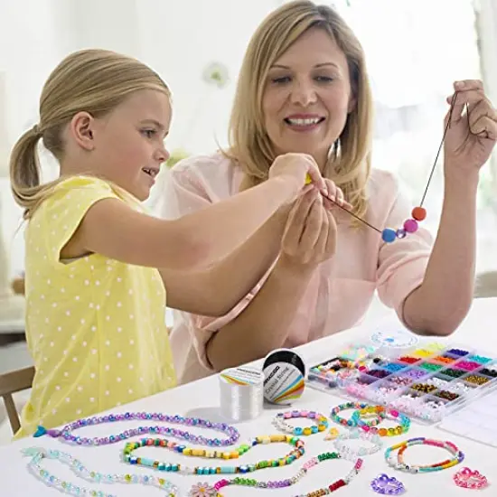 2 Rolls Elastic Stretchy Bead String Cord for Clay Beads Kandi Pony Beads Bracelets Jewelry Making (0.5MM, Crystal & Black) {4}