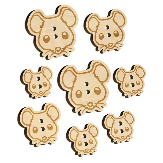 Cute Mouse Face Wood Buttons for Sewing Knitting Crochet DIY Craft {7}