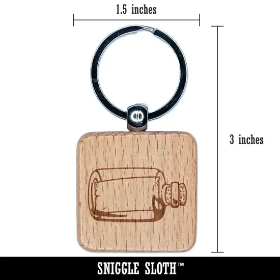 Blank Message in a Bottle Engraved Wood Square Keychain Tag Charm {2}