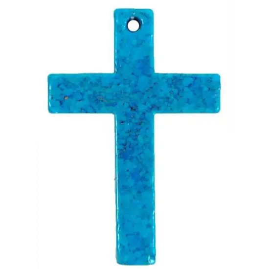 6 Packs of 40mm x 30mm Chinese Turquoise Cross Pendant {1}