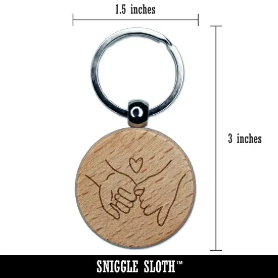 Pinky Promise Love Engraved Wood Round Keychain Tag Charm {2}