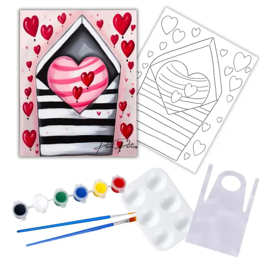 "Love Letter" DIY Canvas Art Kit, Adult Beginner, Acrylic Paint Size 11x14 inch {1}