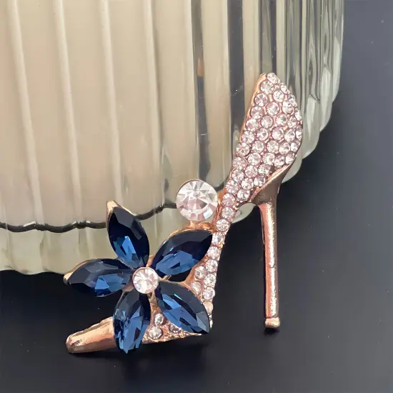 Wrapables Crystal Rhinestone High Heel Shoe Brooch Pin, Blue {4}