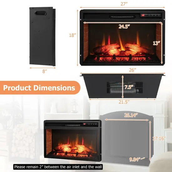 26 Inch Infrared Electric Fireplace Insert with Remote Control {5}