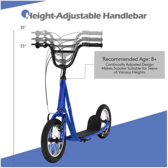 Height Adjustable Kid Kick Scooter with 12 Inch Air Filled Wheel Navy {4}