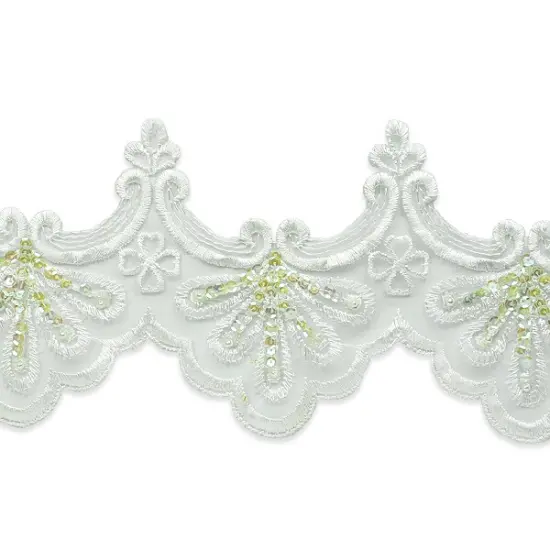 Vintage Fanfare Bridal Lace Trim White {1}