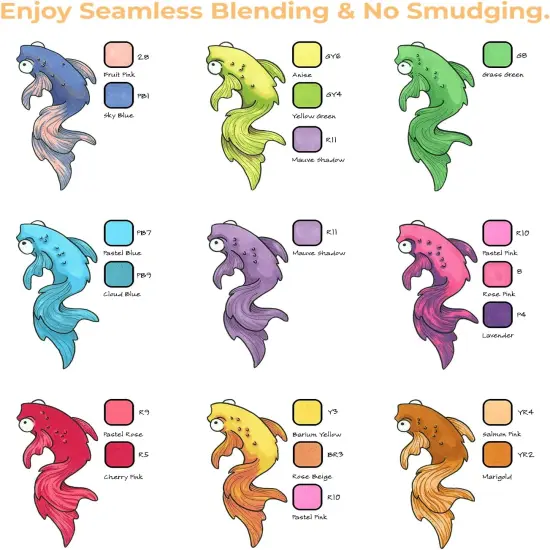 Ohuhu Honolulu B 72 Colors Alcohol-Based Markers - Dual Tip Brush & Fine {4}