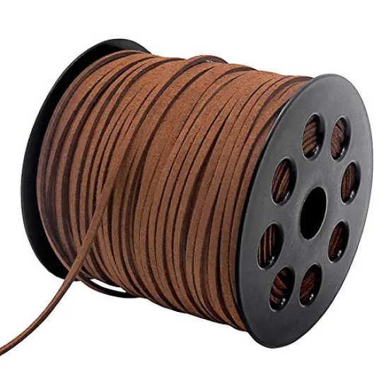 2.6mm Suede Cord, 100 Yards Flat Faux Leather Cord for Jewelry Making, Necklace and Bracelet Making, Dream Catchers and DIY Crafts (Brown) {2}