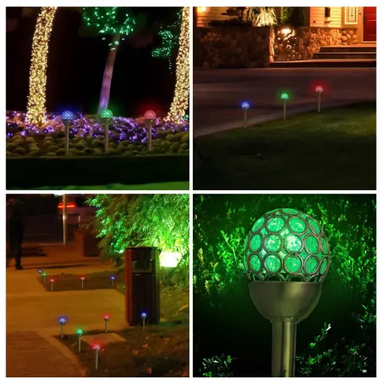 3 Pcs Outdoor Solar Lights Ball RGB Light Garden Decor Lamp Landscape Christmas {5}