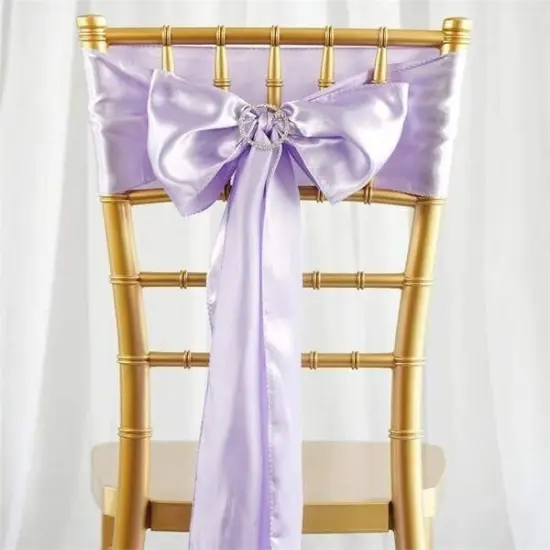 10Pcs Satin Chair Sashes for Wedding Reception Decor Lavender {1}