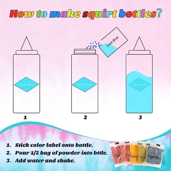 DIY Tie Dye Kits, Emooqi 15 Colours Vibrant Tie Dye Kits with Rubber Bands Gloves Sealed Bag Apron and Table Covers for Arts and Crafts Fabric Textile Party DIY Handmade Project {4}