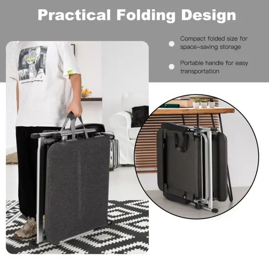 Beach Folding Chaise Lounge Recliner with 7 Adjustable Position Grey {3}