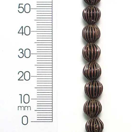 6 Packs of 8mm x 8mm Round Pleated Metal Beads 8 Inch Strand {1}