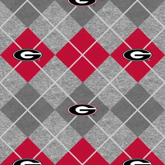 Sykel Enterprises-University of Georgia Fleece Fabric-Georgia Bulldogs Heather Argyle Fleece Blanket Fabric-Sold by the yard {1}
