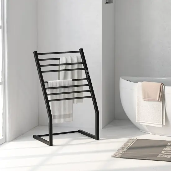 Costway 2-in-1 Towel Warmer Rack Freestanding Wall Mounted with LED Display Built-in Timer {2}
