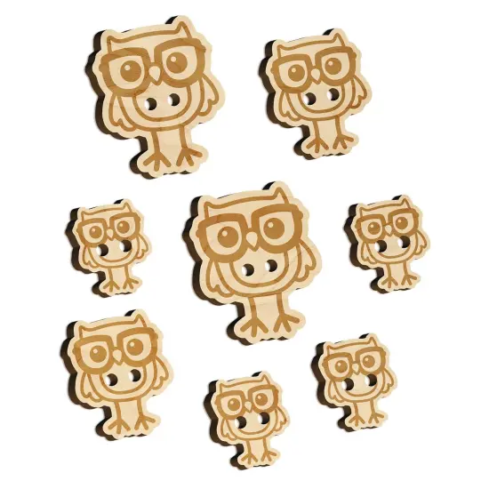 Owl Smart with Glasses Wood Buttons for Sewing Knitting Crochet DIY Craft {7}