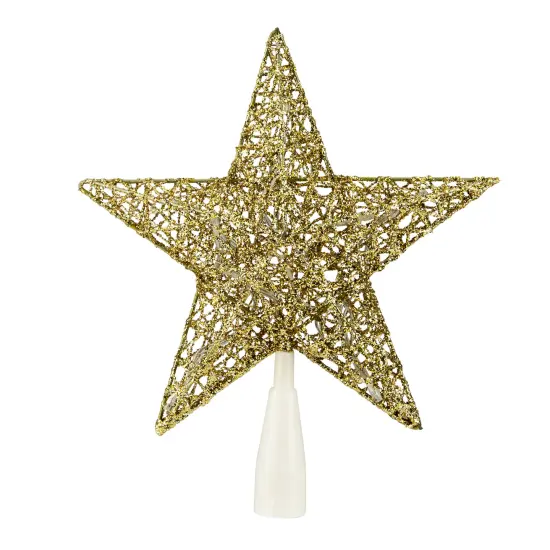 Northlight 10" LED Lighted Gold Glittered Star Christmas Tree Topper, Warm White Lights {3}