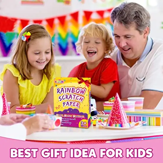 60 Pieces Rainbow Magic Scratch Off Art Crafts Set Supply Drawing Note Kit for Girls Boys Toddler Party Favor Activity Game Birthday Christmas Easter Toy Gift {3}