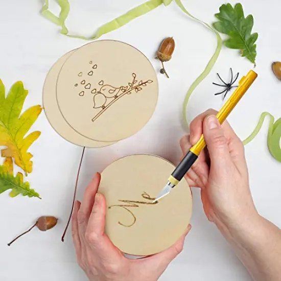 100 Pieces 3 Inch Unfinished Wooden Circles Blank Natural Round Wood Slices Wooden Cutout Tiles for DIY Crafts Home Decoration Painting Staining {2}