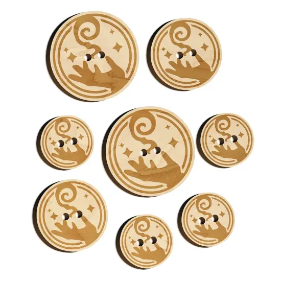 Mage Wizard Magic Spell Wood Buttons for Sewing Knitting Crochet DIY Craft {7}