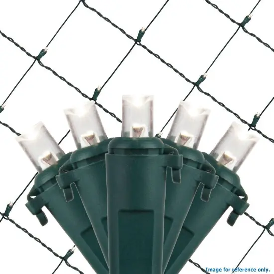 4x6 Ft. 5mm Wide Angle LED Net Lights - 100 Cool White Lamps on Green Wire {1}