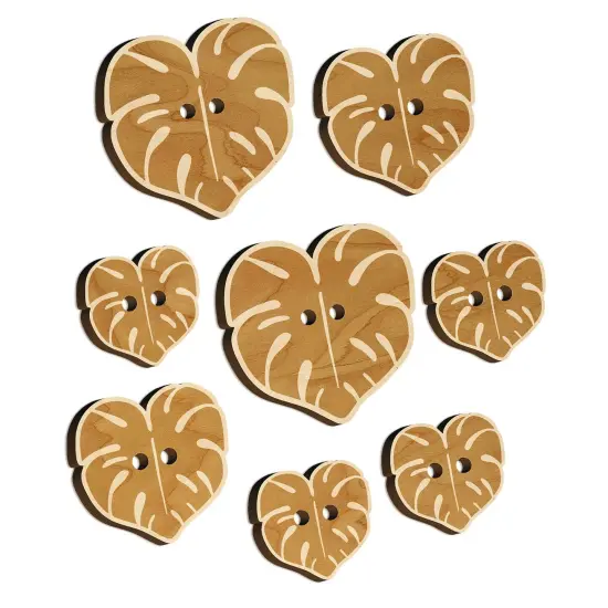 Monstera Leaf Swiss Cheese Plant Wood Buttons for Sewing Knitting Crochet DIY Craft {7}
