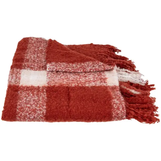 Northlight Red Plaid Woven Fringed Christmas Throw Blanket 50" x 60" {4}