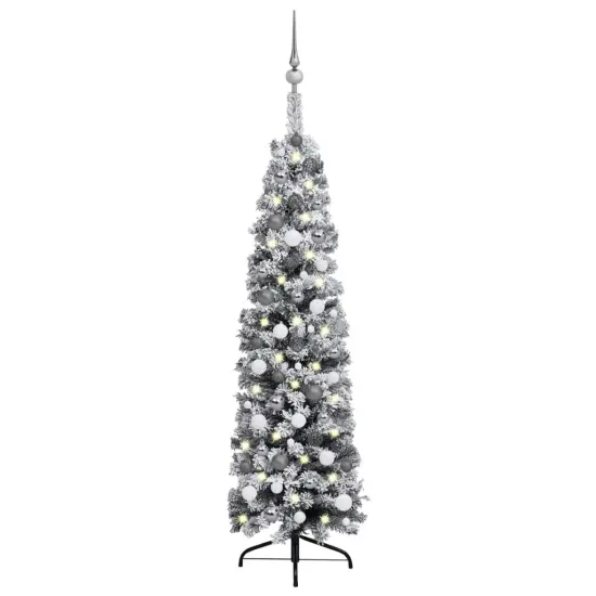 Slim Artificial Christmas Tree with LEDs&Ball Set {1}