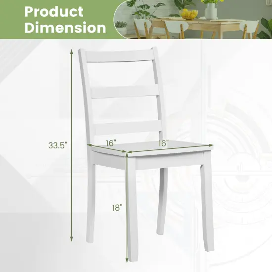 Set of 2 Wood Dining Chairs with Solid Rubber Wood Legs and Curved Backrest White {4}