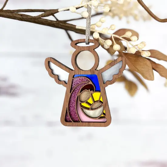 3.5" (H) Christmas Nativity Mary Mother of Jesus Ornament - Handcrafted in Texas - Mother's Angels® Christmas Angel Wings Figurine {4}