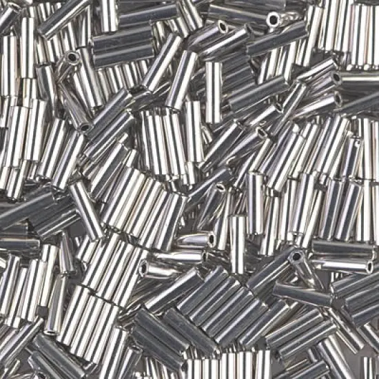 Miyuki 6mm Bugle Beads, Palladium Plated, BGL2-0194, 17 grams {1}