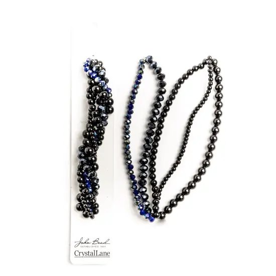 Crystal Lane DIY Black Tulip Twisted Glass & Pearls Beads, 5 Strands {2}