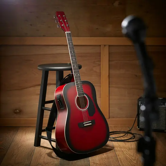 Ashthorpe Full-Size Dreadnought Acoustic-Electric Guitar Bundle - Premium Tonewoods {2}